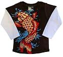 Micro Me Double Layer Shirt Koi Fishy - Chocolate, 12 Months