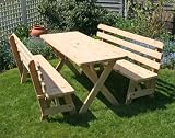 8' Red Cedar 27 Wide Cross Legged Picnic Table w/Backed Benches
