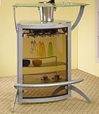 Metal Bar Unit with Frosted Glass Top in Silver Finish