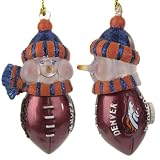 Pack of 4 Denver Broncos 5" Light-Up Snowman Christmas Ornaments