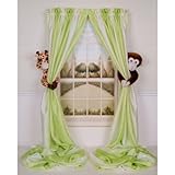 Curtain Critters ALGFMY240510COL Plush Safari Giraffe and Chocolate Monkey Curtain Tieback Collector Set