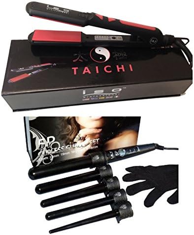 Combo Deal 1.5" TAI CHI Flat Iron + Black 5 Parts Wand Curling Iron 32-25-19-25/18-19/8MM