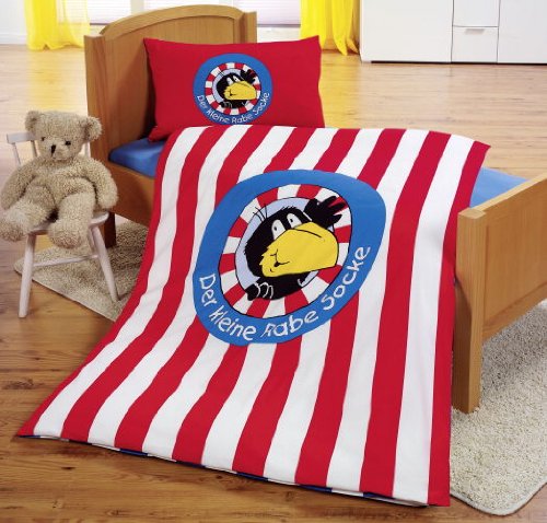 Global Labels G 70 600 RS1 100K Der Kleine Rabe Socke - Logo Kinder-Wendebettw&auml;sche Renforc&eacute; 100 x 135 Bettbezug und 40 x 60 cm Kissenbezug