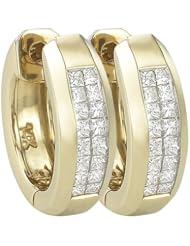 14K Yellow Gold 0.32ct Only You Channel Set Princess Diamond Huggie Earrings