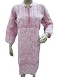 Pink Tunic White Floral Chikan Embroidered All Over Cotton Kurta Dress Medium Size