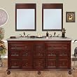 Townsend Double Porcelain Sink Vanity Cabinet - Marble Top 68" - Cherry Wood Finish - Bathroom