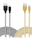 Micro USB Cable, OKRAY 2 Pack 10ft 3M Durable Braided Nylon Tangle-Free Micro USB 2.0 Charge Cable Sync Charging Cord for Android, Samsung, HTC, Google Nexus, Sony, Nokia and More (Black White)