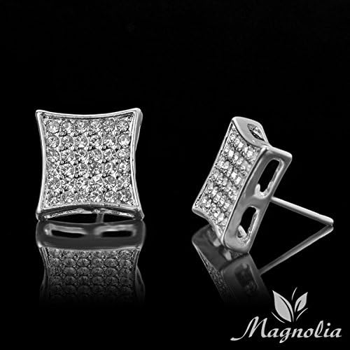2015 Popular Hip Hop Bling Stud Earring Brand Geometric Platinum Plated Stud Earrings Men Dress 13MM M06