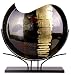 Cressida Glassware Signature Handpainted Fused Glass-Pieces A Measure of Deep Brown Series Gold Leaf, Deep Brown and Red Flower 20-Inch by 18-Inch Abstract Round Vase with Metal Stand