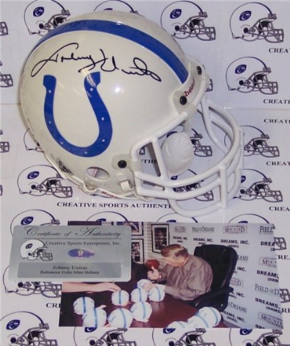 Johnny Unitas Autographed/Hand Signed Colts Mini Helmet