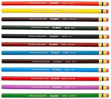 (3 Pack Value Bundle) SAN20516 Col-Erase Colored Woodcase Pencils w/ Eraser, 12 Assorted Colors/Set