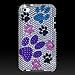 Electromaster Colorful Dog Paw Bling Rhinestone Diamond Snap-On Hard Sking Case for Apple Ipod Touch iTouch 4th Generation Gen 4g 4 8gb 32gb 64gb