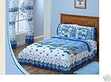 IMAGE OF Blue Flowers White Bedspread Bedding Sheets Set King