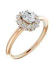 10K Rose Gold Oval Cut Diamond Flower Inspired Ring -- LIFETIME WARRANTY