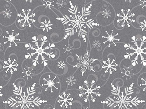 SWIRLING SNOWFLAKES Gray White Silver Christmas Holiday Gift Wrap Paper - 16 Foot Roll