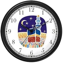 Mecca or Makkah al-Mukarramah - The Kaaba - during the Hajj Moslem or Muslim Theme Wall Clock by WatchBuddy Timepieces (Hunter Green Frame)