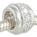CZ Rondel 925 Sterling Silver April Birthstone Spacer Bead fits European Charm Bracelet