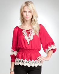 Meagan 3/4 Sleeve Crochet Top