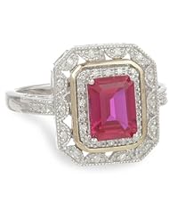 S&G Sterling Silver and 14k Yellow Gold Diamond Ring