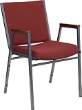 Heavy Duty, 3'' Thickly Padded, Burgundy Patterned Upholstered Stack Chair with Arms [XU-60154-BY-GG]