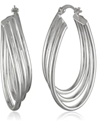 Sterling Silver Triple Oval Twist Earrings