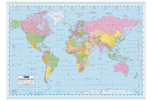 Childrens Toyshop  Kitchen & Housewares : Political World Map - Giant Poster - 100cm x 140cm