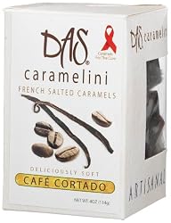 Das Caramelini French Salted Caramels, Cafe Cortado, 4-Ounce Boxes (Pack of 3)