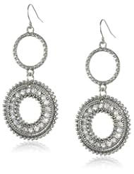 Jessica Simpson Silver and Crystal Double Drop Earrings
