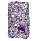 SPARKLING SILVER WITH PURPLE DIAMOND HEART FULL DIAMOND RHINESTONE SNAP ON HARD SKIN FACEPLATE PHONE SHIELD COVER CASE FOR APPLE IPOD TOUCH ITOUCH 2ND GEN 3RD GEN