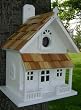 Fully Functional White Rustic English Cottage Outdoor Garden Birdhouse