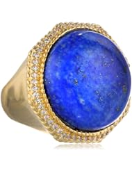 Yellow Bronze Lapis with Cubic-Zirconia Ring