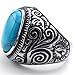 KONOV Jewelry Mens Stainless Steel Ring, Classic Vintage, Blue Silver