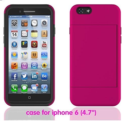 Id Credit Card Holder Hard Snap-on Case Back Cover for Apple Iphone 6 4.7 Inch (Magenta)
