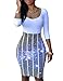 Ninimour Womens Slim Fit Hip Package Print Bodycon Dress Blue Galaxy L