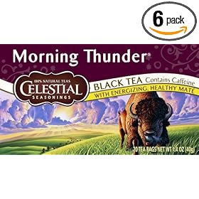 Celestial Seasonings Black Tea, Morning Thunder, 20-Count Tea Bags (Pack of 6)