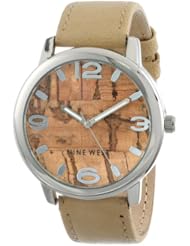 Nine West Womens NW/1363LBCM Silver-Tone Cork Dial Tan Strap Watch