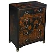 Handmade Oriental Furniture - 42" Antique Style Black Leather Dresser - Traditional Oriental