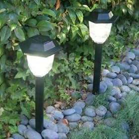 2 solar path lights plastic black finish optically designed lens quality by