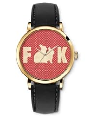SPRAWL Aanalog Fashion Series Gold Ladies Watches of Genuine Black Leather Strap,Unique Wrist Watch for Women Girls Designed with Cute bunnies in background of red spherules