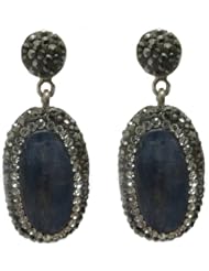Sterling Silver Custom made Turkish Style Earrings With Oval Labradorite Stones and trimmed with CZ White stones Comes in Gift Box