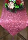 Table Runner 90-inch Tasseled, European Jacquard Linen-Cotton, Color Orchid Smoke-Rose