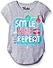Trolls Girls' Big Girls' Smile Hug Repeat Short-Sleeved Long T-Shirt with Shirttail Hem, Heather Grey, M