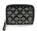 Coach Signature Alex Coated Medium Zip Around Wallet Black Ivory