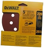DEWALT DW4314 5-Inch 8 Hole 220 Grit Hook and Loop Random Orbit Sandpaper (25-Pack)