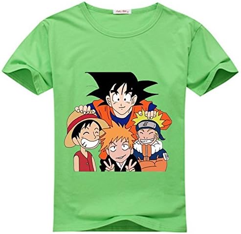 Guangyong Li Dragon Ball,naruto And Luffy Logo Youth T-Shirts Navy Blue Size XL(14-16Y,Chest:92cm)