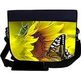IMAGE OF Butterfly on Sunflower NEOPRENE Laptop Sleeve Bag Messenger Bag - Laptop Bag -Notebook Bag - for Macbook Pro, Aspire, Samsung, Acer, ASUS, Dell, HP, Lenovo, Sony, Toshiba Unisex - Ideal Gift for all occassions!