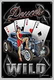 Motorcycle Pinup Girl Hotrod Biker Vintage H D Tin Bar Sign LS01
