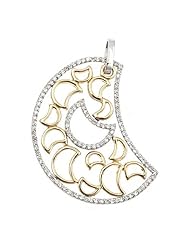 14K Two-Tone Gold Diamond Moon Pendant (0.65 Cttw, F Color, VS Clarity)