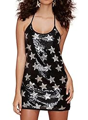 Sequined Backless Glittering Halter Polyester General Print Party Dress 