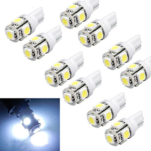 Lookatool® 10pcs T10 Wedge 5-SMD 5050 Xenon LED Light bulbs 192 168 194 W5W 2825 158 White